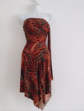 Co-me Como 2000's Y2K Asymmetrical Hem Strapless Convertible Embellished Dress M